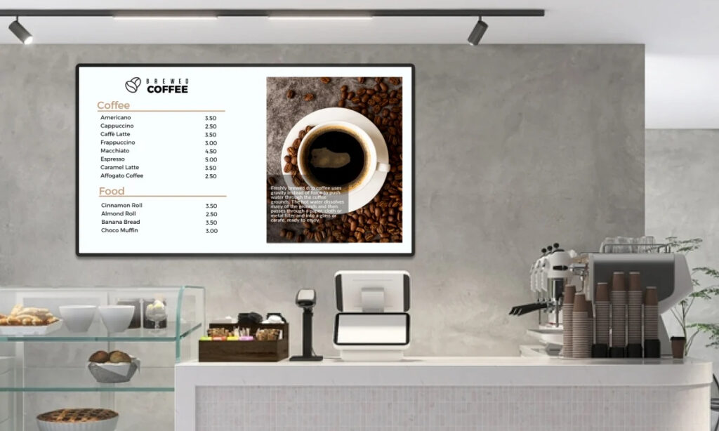 coffee shop digital signage template idea